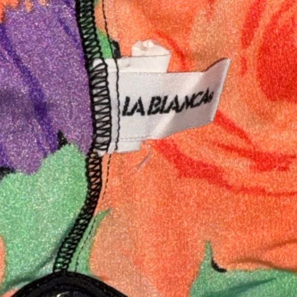 Vtg 90s LaBlanca floral 1 pc high leg deep plunge back/front hook n eye closure - Picture 5 of 11